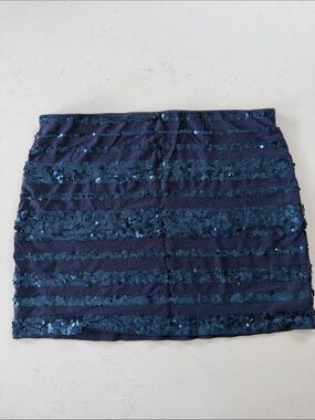 Navy Sequin Mini Skirt - Women's Sparkle Skirt